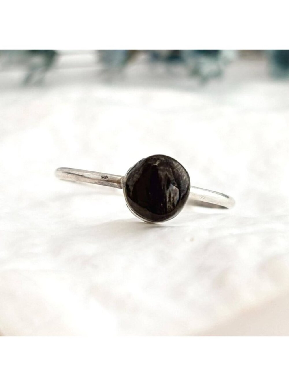 Zuni Angie Rosetta Onyx Delicate Sterling Silver 925 Vintage Ring - sz 8.25